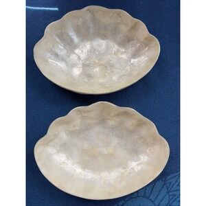 (2) Vintage Shell Shaped Capiz Shell Bowls Gump's Philippines Set Of Two